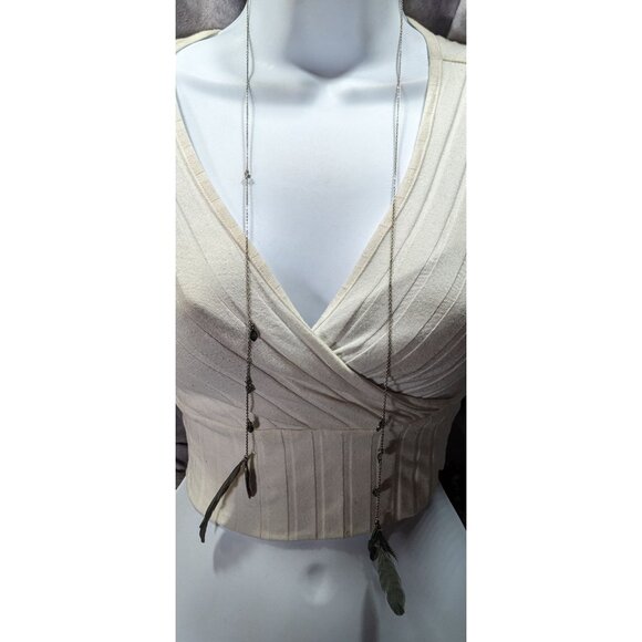 Bohemian Festival Ready Real Feather And Silver Tone Charm Wrap Necklace - Picture 2 of 5